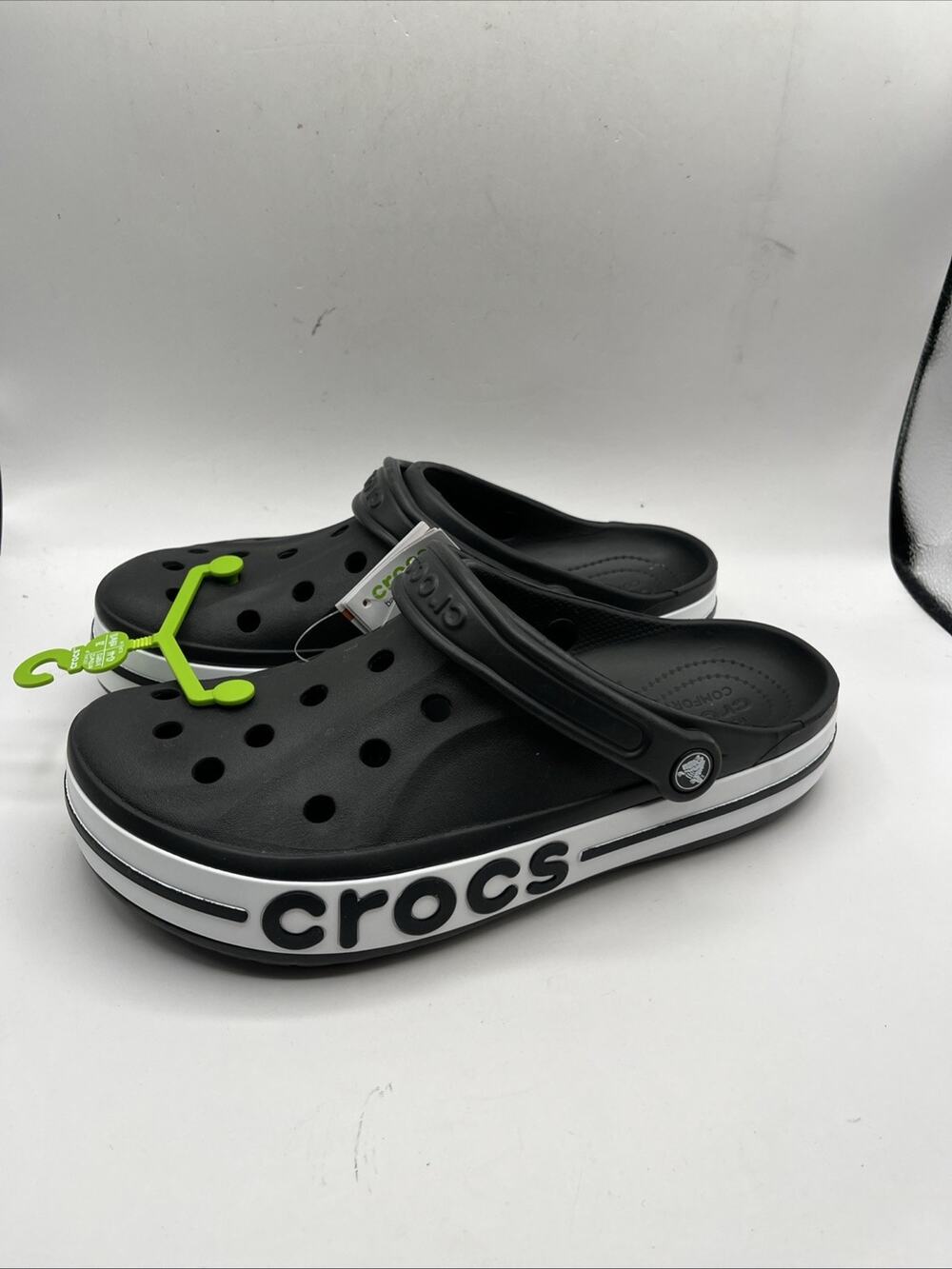 New Crocs Mens Sz 10 Adult Bayaband Clogs, Black/White 205089-066